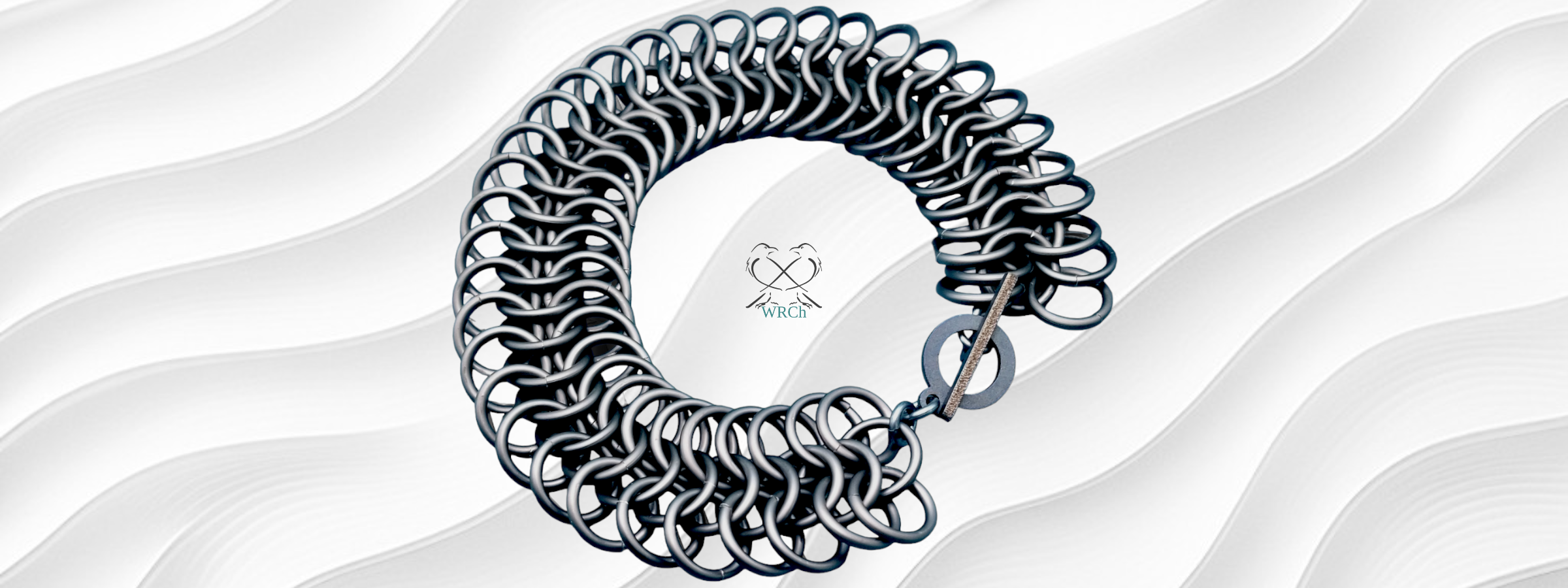 Aluminum Chainmail Bracelet Monochromatic Matte Black