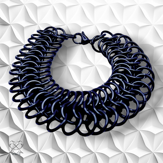 Anodized Aluminum Chainmail Bracelet Monochromatic Matte Black