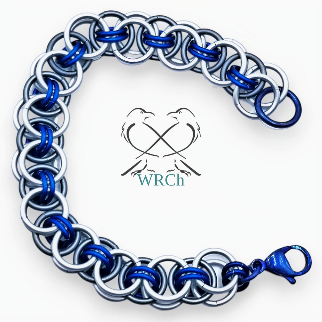 Stainless Steel Blue Lobster Claw chainmail bracelet