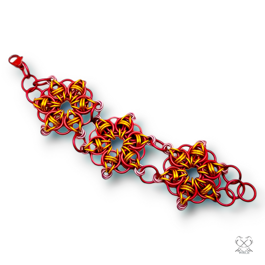 Orange Anodized Aluminum Chainmail Ring Bracelet 